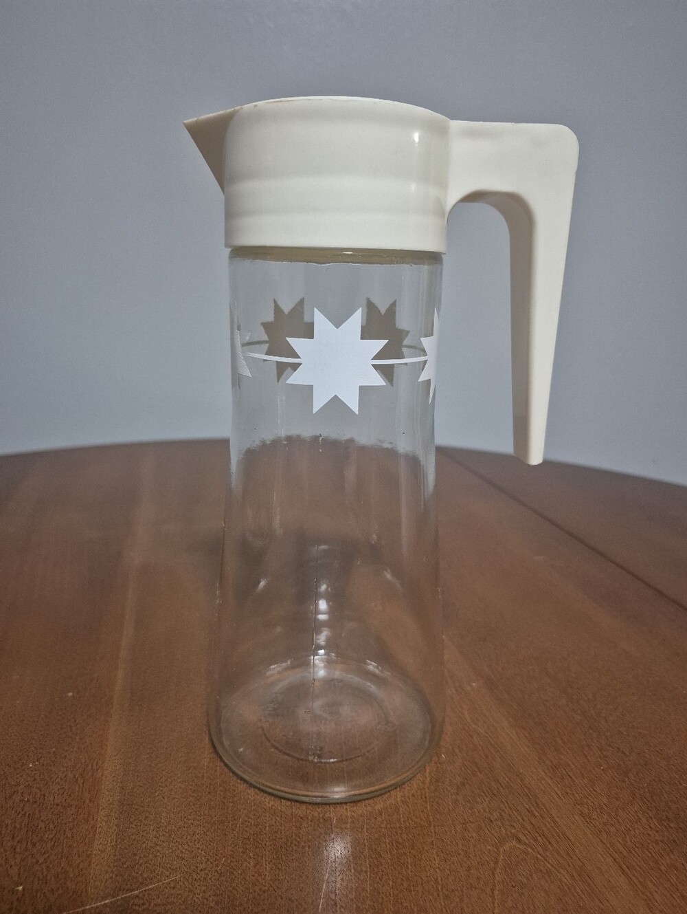 Vintage Anchor Hocking Atomic Starburst Glass Pitcher With Lid Antique